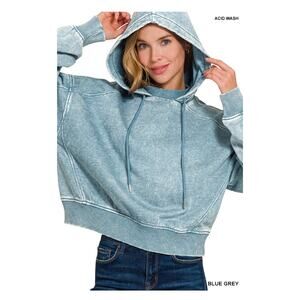 Zenana Acid Wash Fleece Hoodie